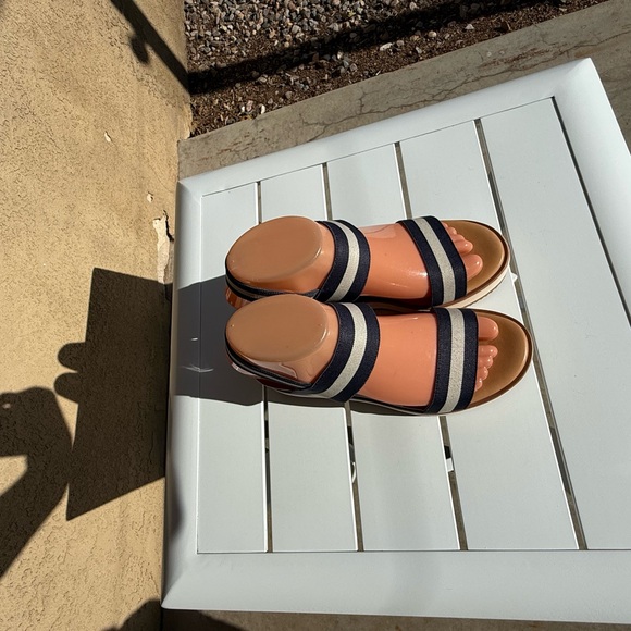 Corso Como Navy and White Striped Women's wedge Sandals size 6M - Picture 2 of 14